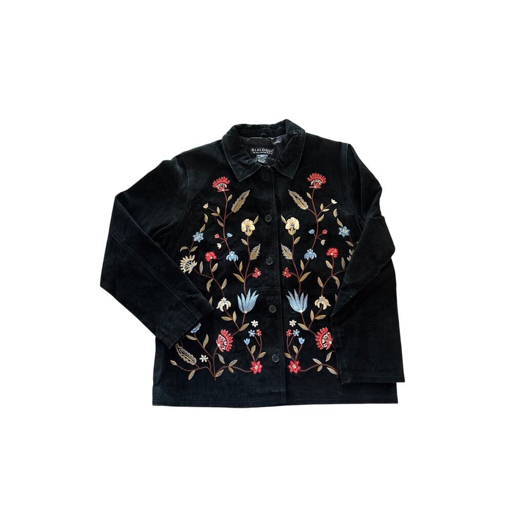 Vintage Dialogue Suede Embroidered Jacket – Boho Western Festival